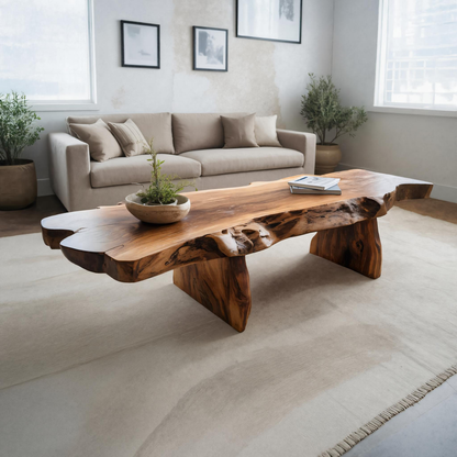 Live Edge Coffee Table With Organic Slab For Living Room And Interior
