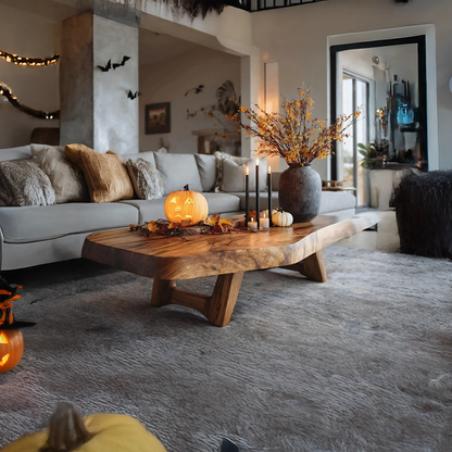 Mid Century Wooden Live Edge Coffee Table For Living Room Haunted Decor