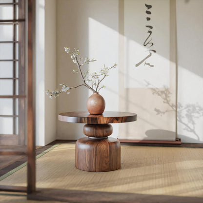 Zen Sculptural Side Table Japandi Accent For Entryway And Tea Room