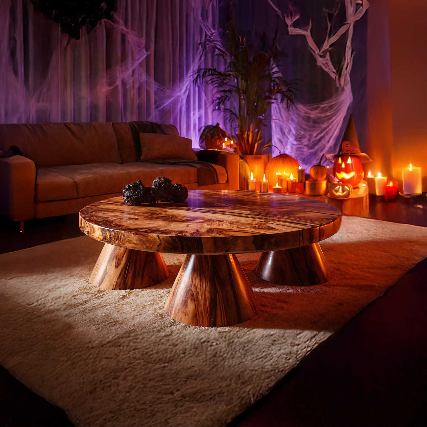 Farmhouse Solid Wood Coffee Table Livingroom Decor Cozy Spooky Vibes