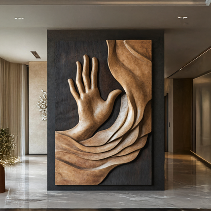 Handcrafted Wood Wall Sculpture For Entryway Aesthetic