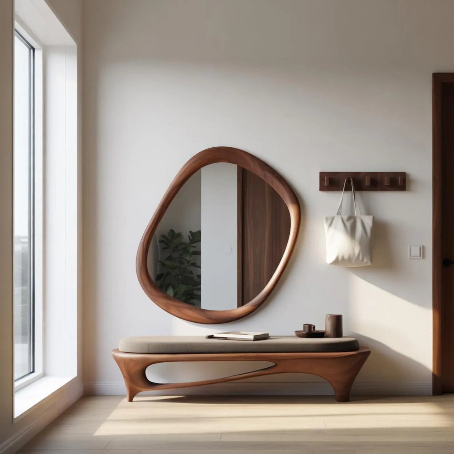 Modern Sculptural Entryway Bench For Living Room