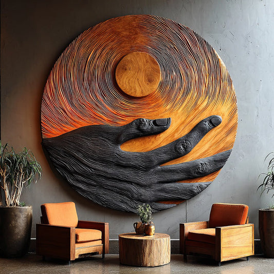 Mid Century Wooden Wall Art Sculpture For Modern Living Room