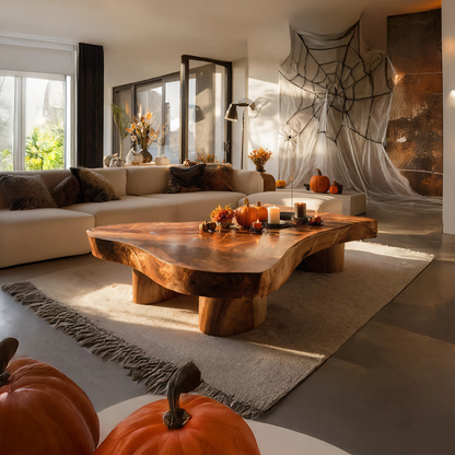 Mid Century Solid Wood Coffee Table Furniture Decor Pumpkin Season