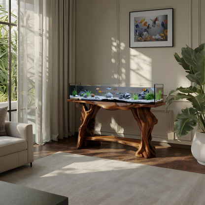 Elegant Coffee Table With Built-in Aquarium Design