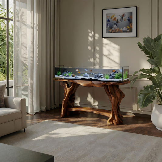 Elegant Coffee Table With Built-in Aquarium Design