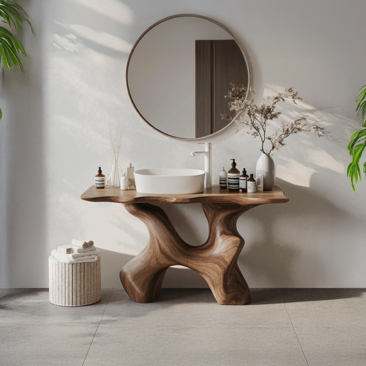 Rustic Solid Wood Vanity For Handmade Bathroom Look