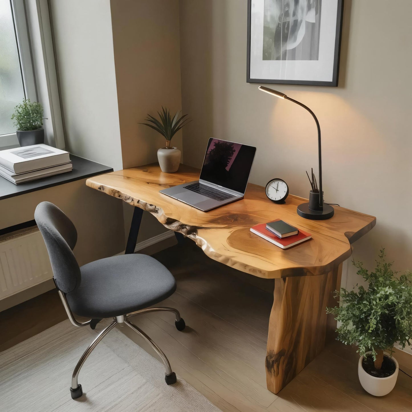 Rustic Office Desk With Live Edge Design For Home Workspace