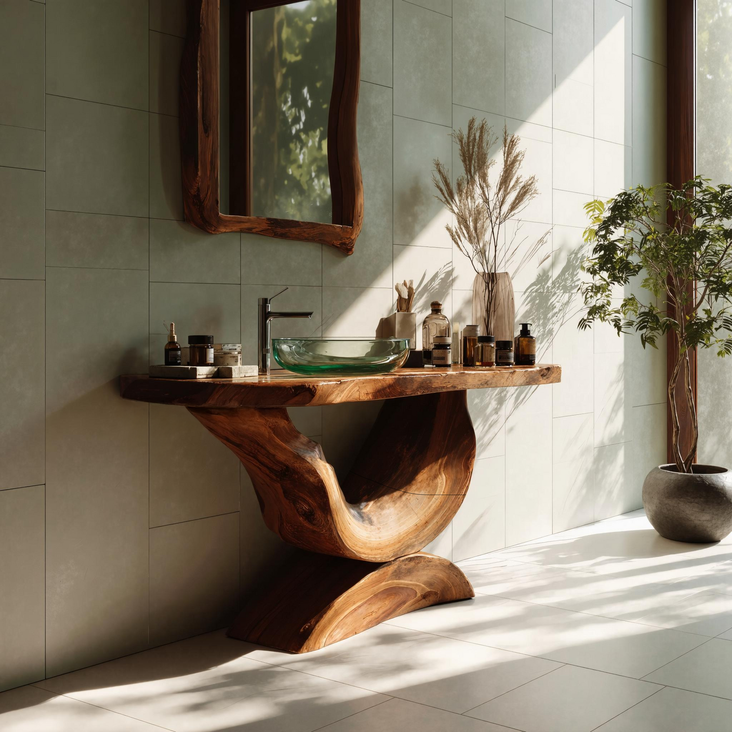 Mid Century Solid Wood Vanity For Bathroom Furniture