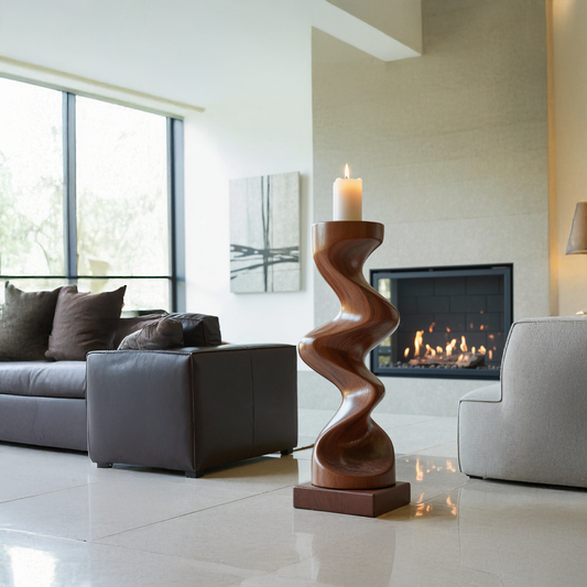 Rustic Solid Wood Abstract Sculpture For Patio Design