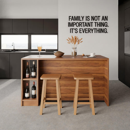 Contemporary Warm Wood Bar Table With Storage For Kitchen Or Breakfast Nook