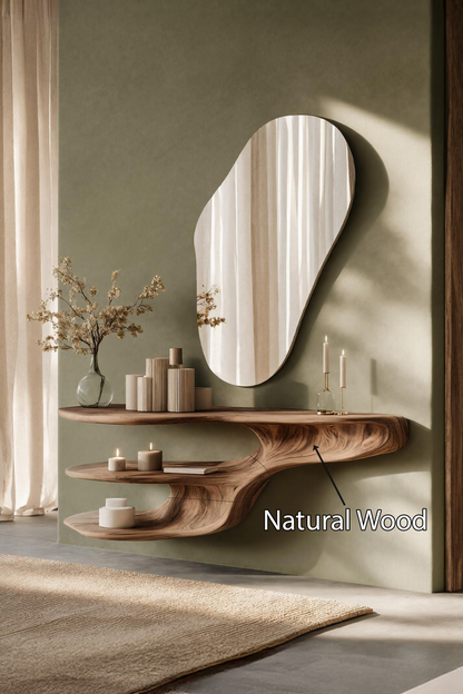 Rustic Solid Wood Vanity For Bedroom Makeup Organization