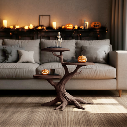 Rustic Round End Table For Entryway Design Pumpkin Halloween Furniture