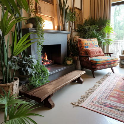 Rustic Live Edge Wood Bench For Entryway Seating