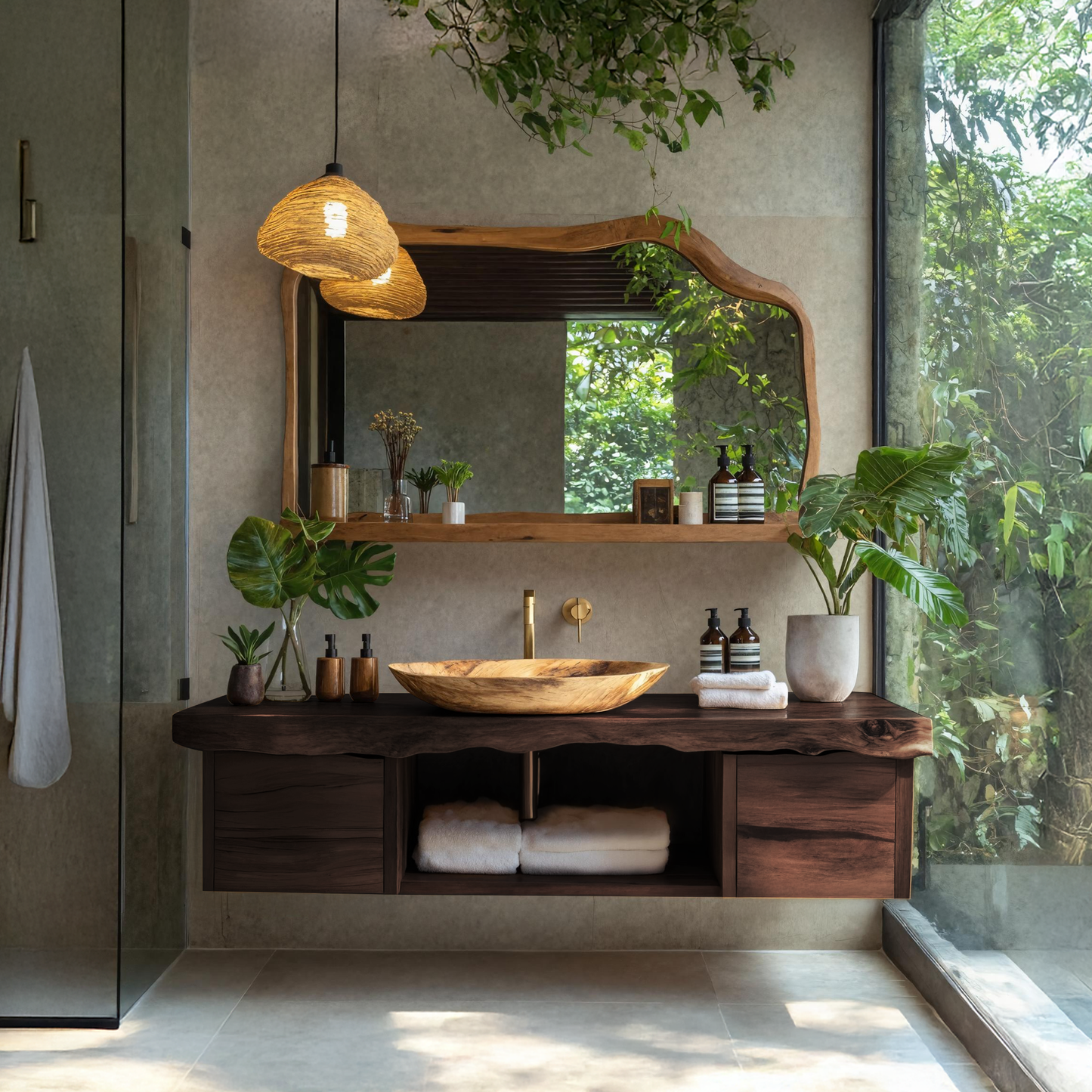 Natural Wood Floating Vanity For Bathroom Upgrade