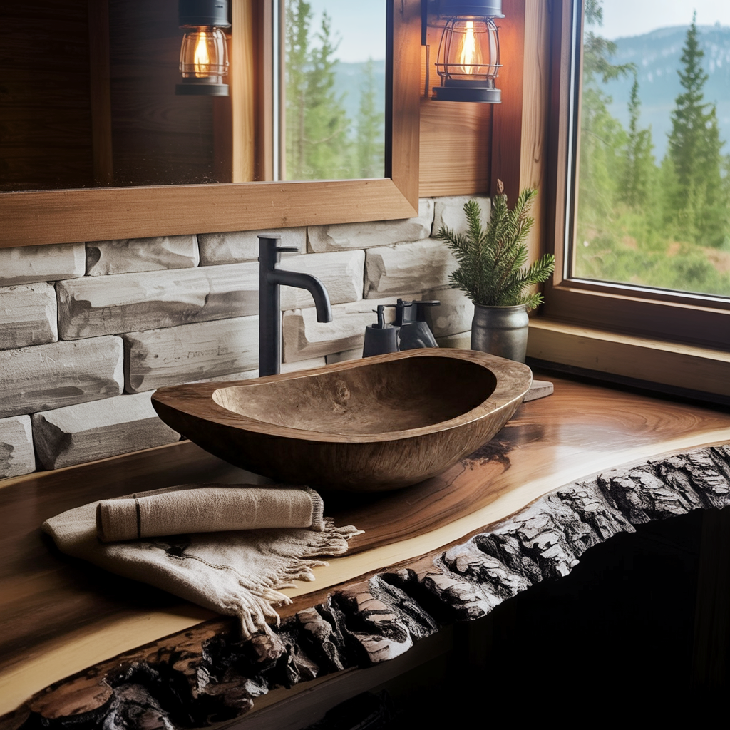 Solid Wood Sink For Bathroom Vanity Rustic Farmhouse Style