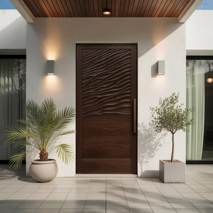Modern Wave Pattern Front Door Design For Entryway
