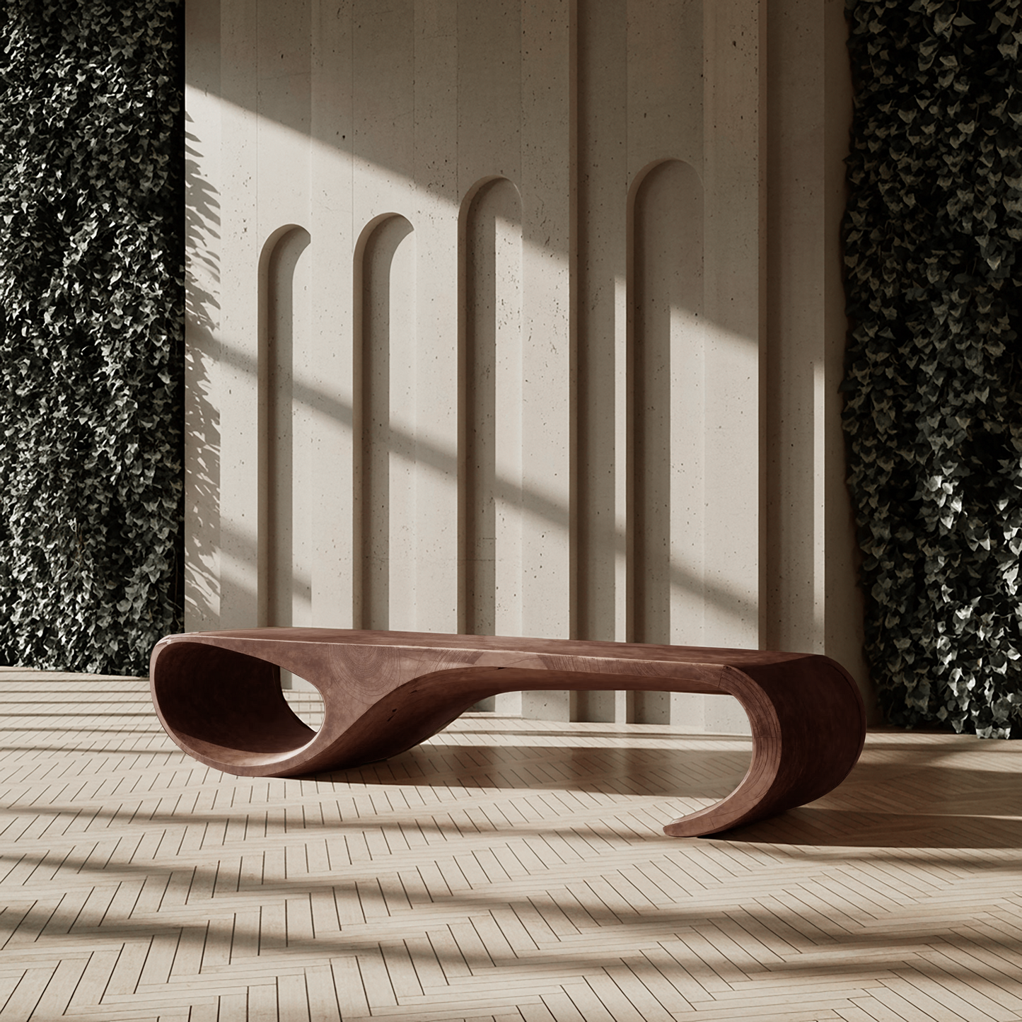 Modern Sculptural Bench For Entryway And Living Room Decor