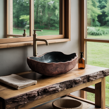 Solid Wood Sink Mid Century Look For Bathroom Interior