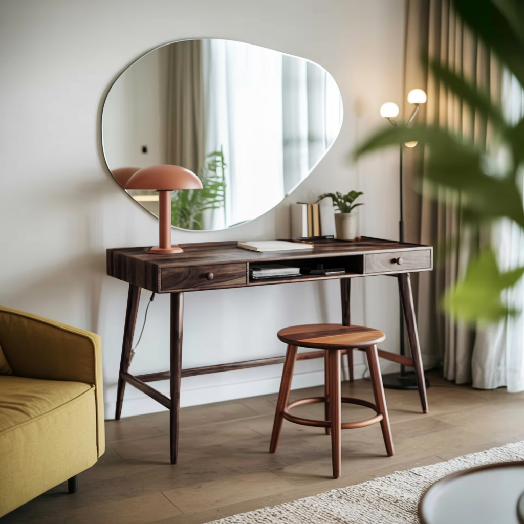 Mid Century Desk With Drawer For Home Office And Workspace
