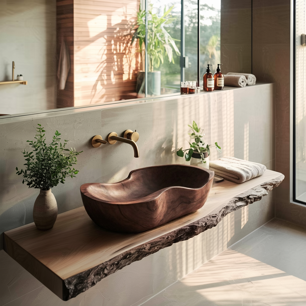 Farmhouse Wood Wash Basin Natural Style For Bathroom