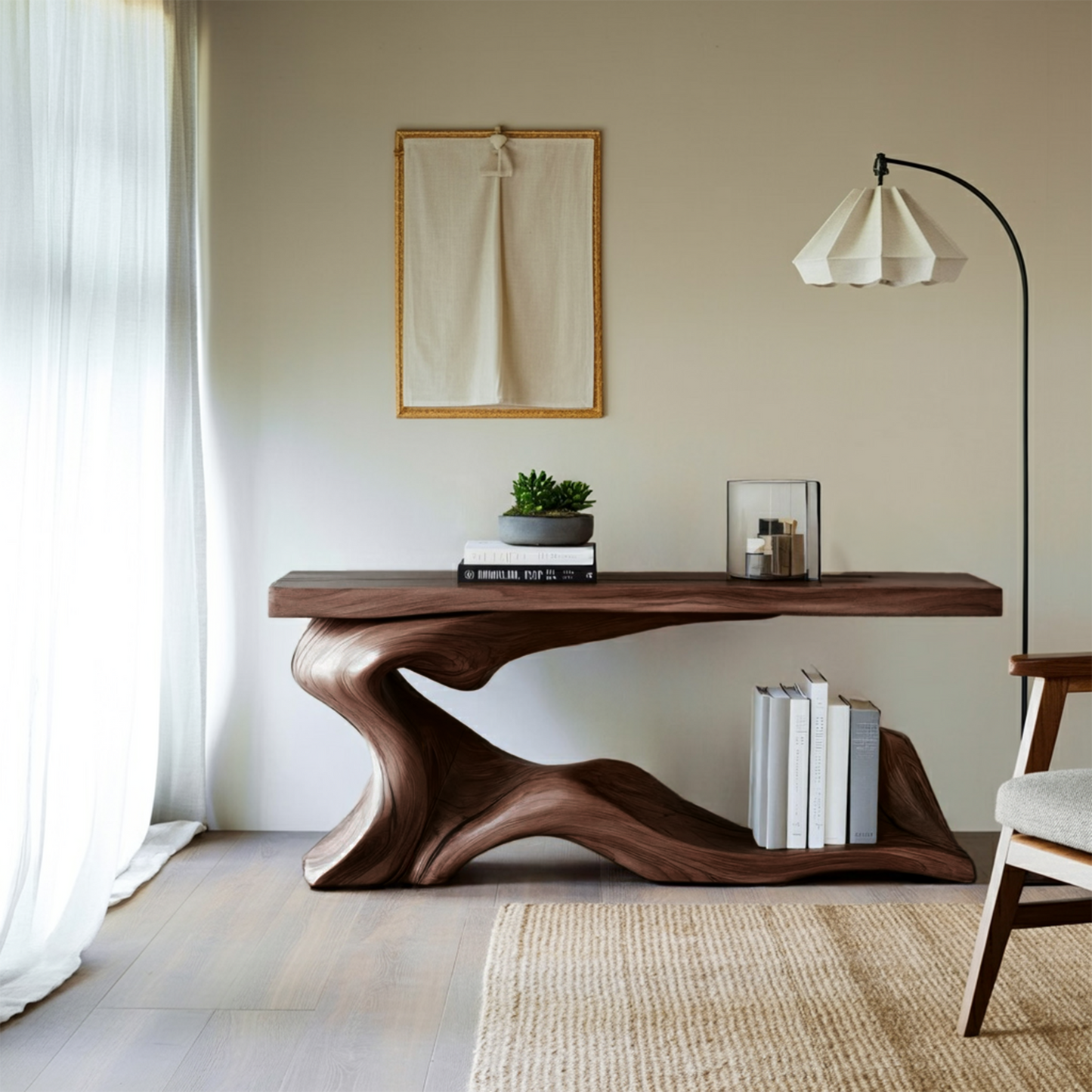 Rustic Live Edge Desk Entryway Design