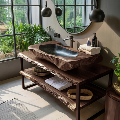 Handcrafted Solid Wood Sink For Farmhouse Bathroom Decor