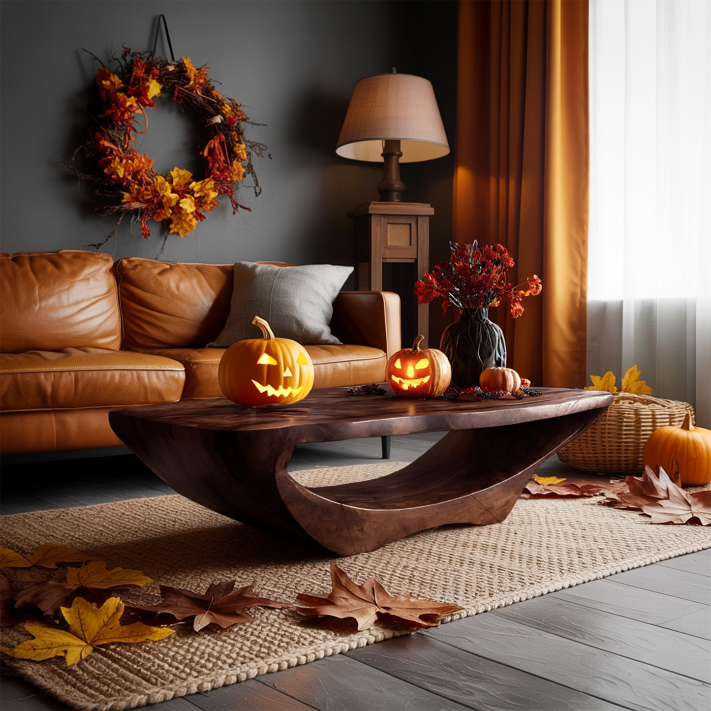 Farmhouse Live Edge Coffee Table Entryway Design Rustic Halloween