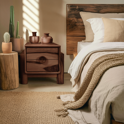 Modern Nightstand With Round Handle Bedside Table For Bedroom And Living Room