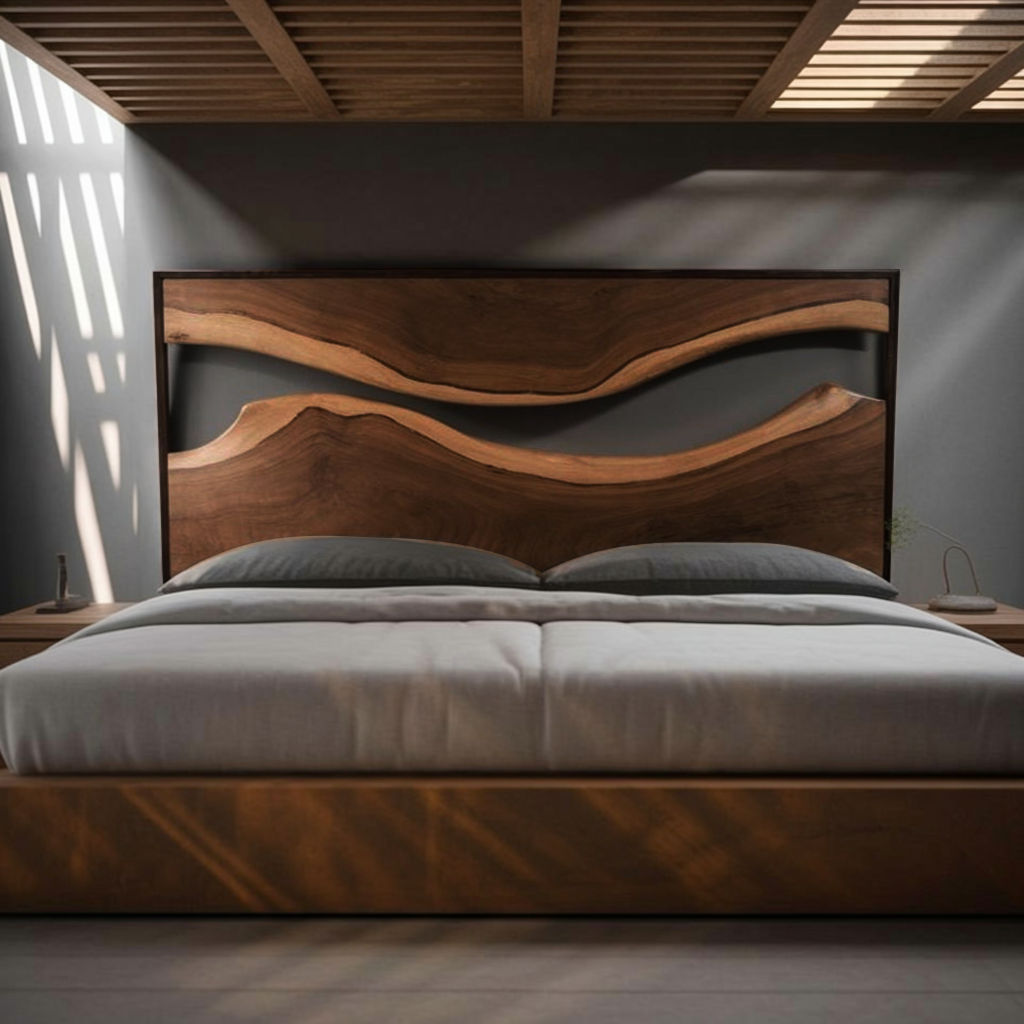 Artistic Live Edge Headboard For Bedroom Centerpiece