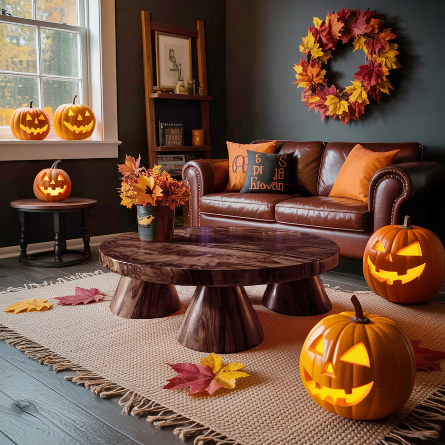 Farmhouse Solid Wood Coffee Table Livingroom Decor Cozy Spooky Vibes