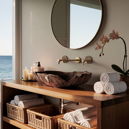 Farmhouse Handcrafted Wooden Vessel Sink For Bathroom