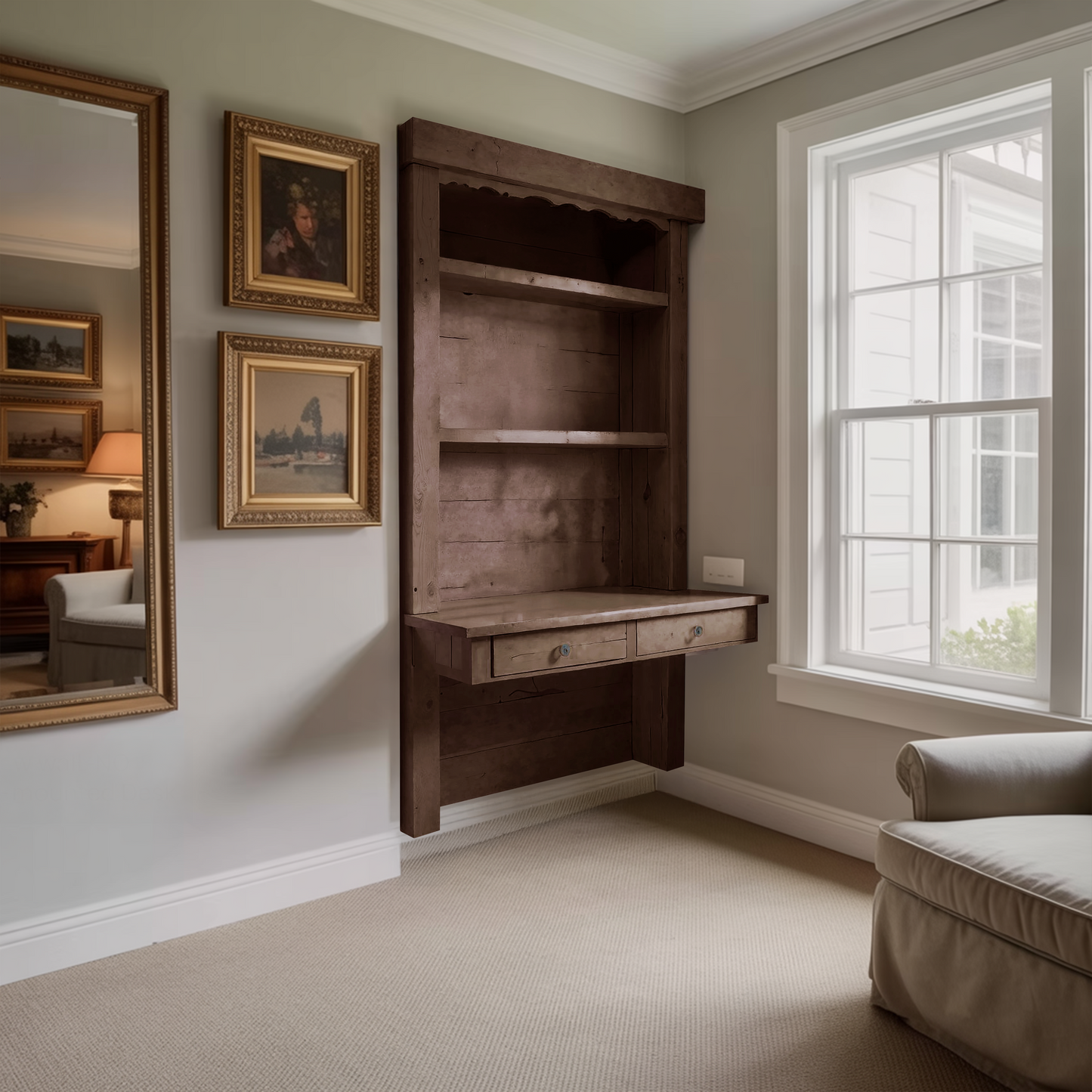 Rustic Floating Desk For Cozy Home Office Setup