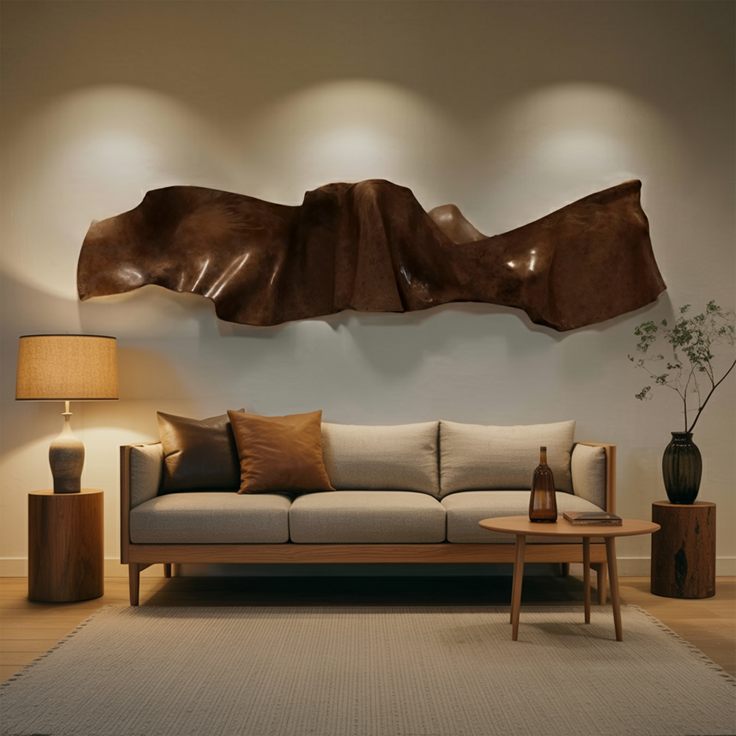 Organic Modern Wall Sculpture Abstract Carved Art Panel For Living Room And Reception