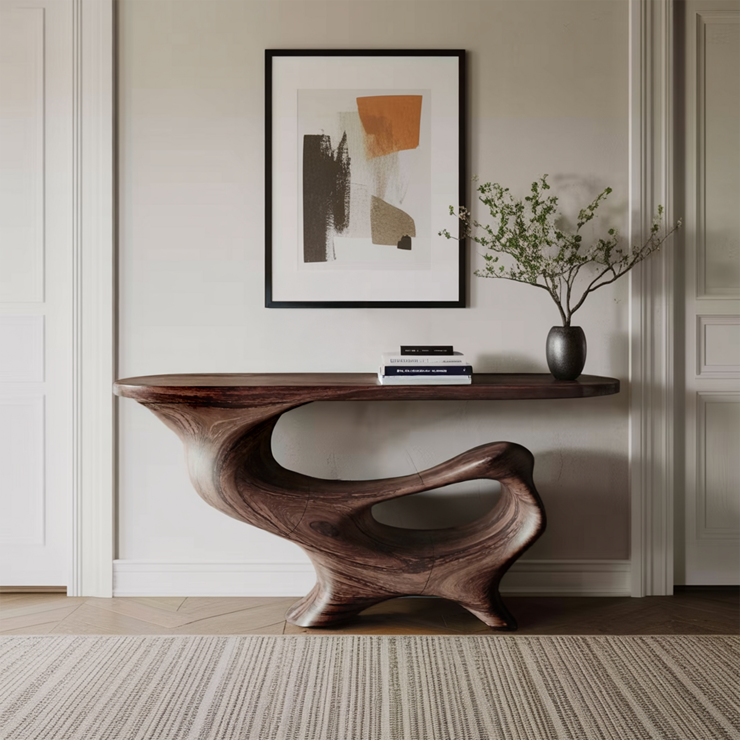 Mid Century Wooden Console Table For Living Room