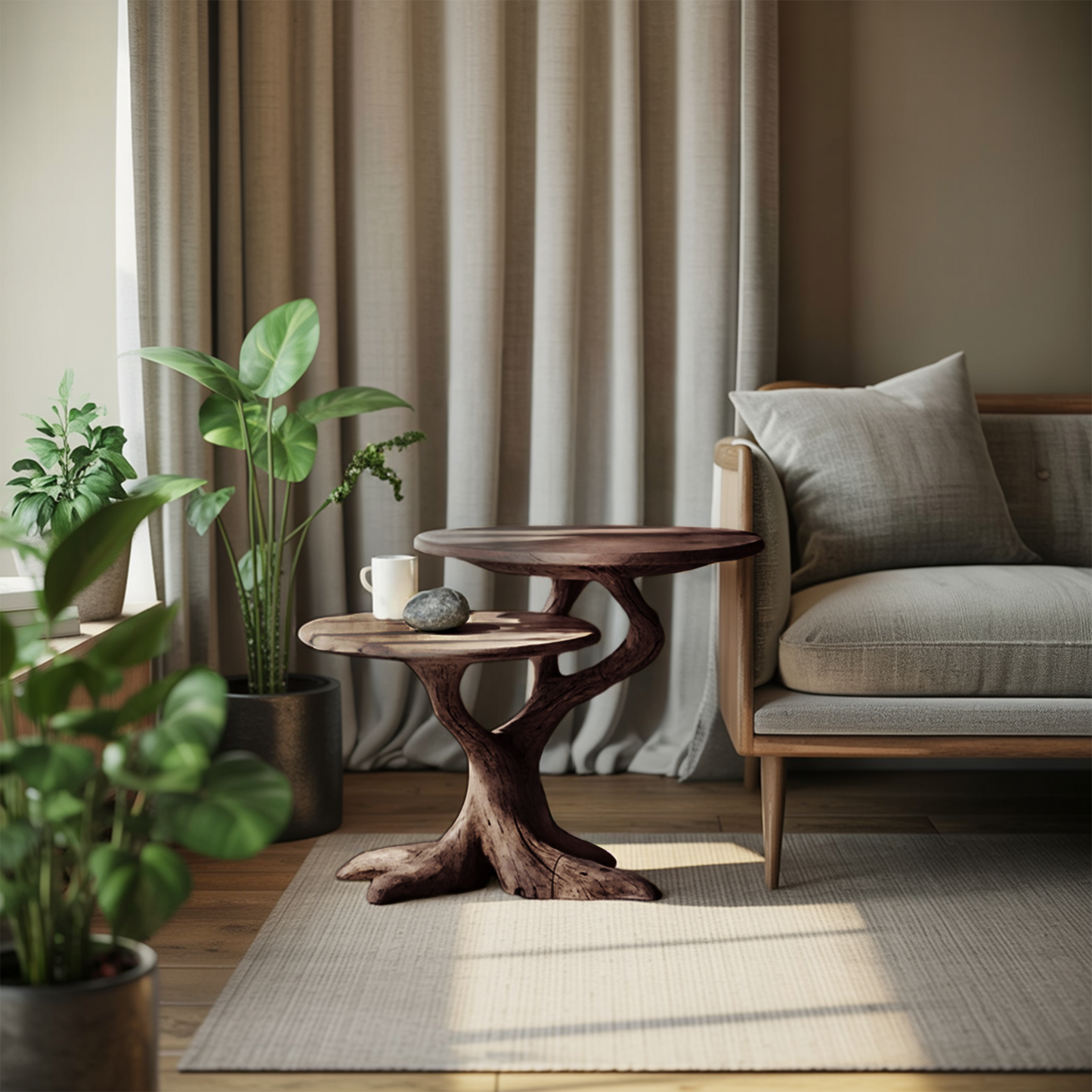 Rustic Round End Table For Living Room Decor