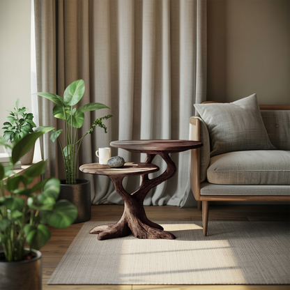 Rustic Round End Table For Living Room Decor