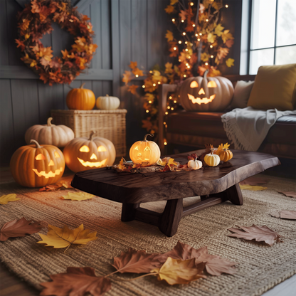 Mid Century Wooden Live Edge Coffee Table For Living Room Haunted Decor