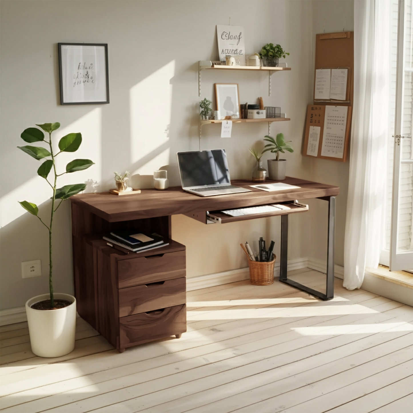 Contemporary Desk with Drawer For Home Office Workspace