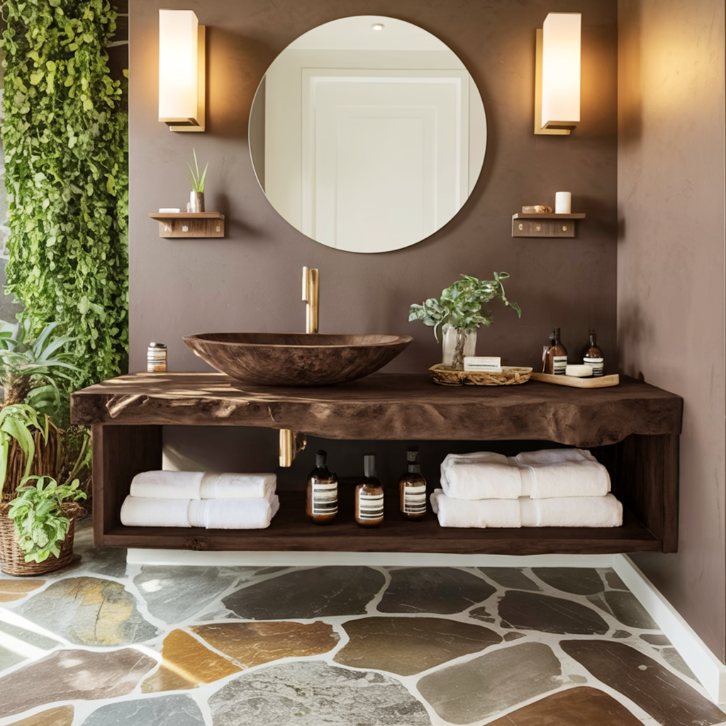 Rustic Solid Wood Vanity For Cozy Bathroom Furniture Decor