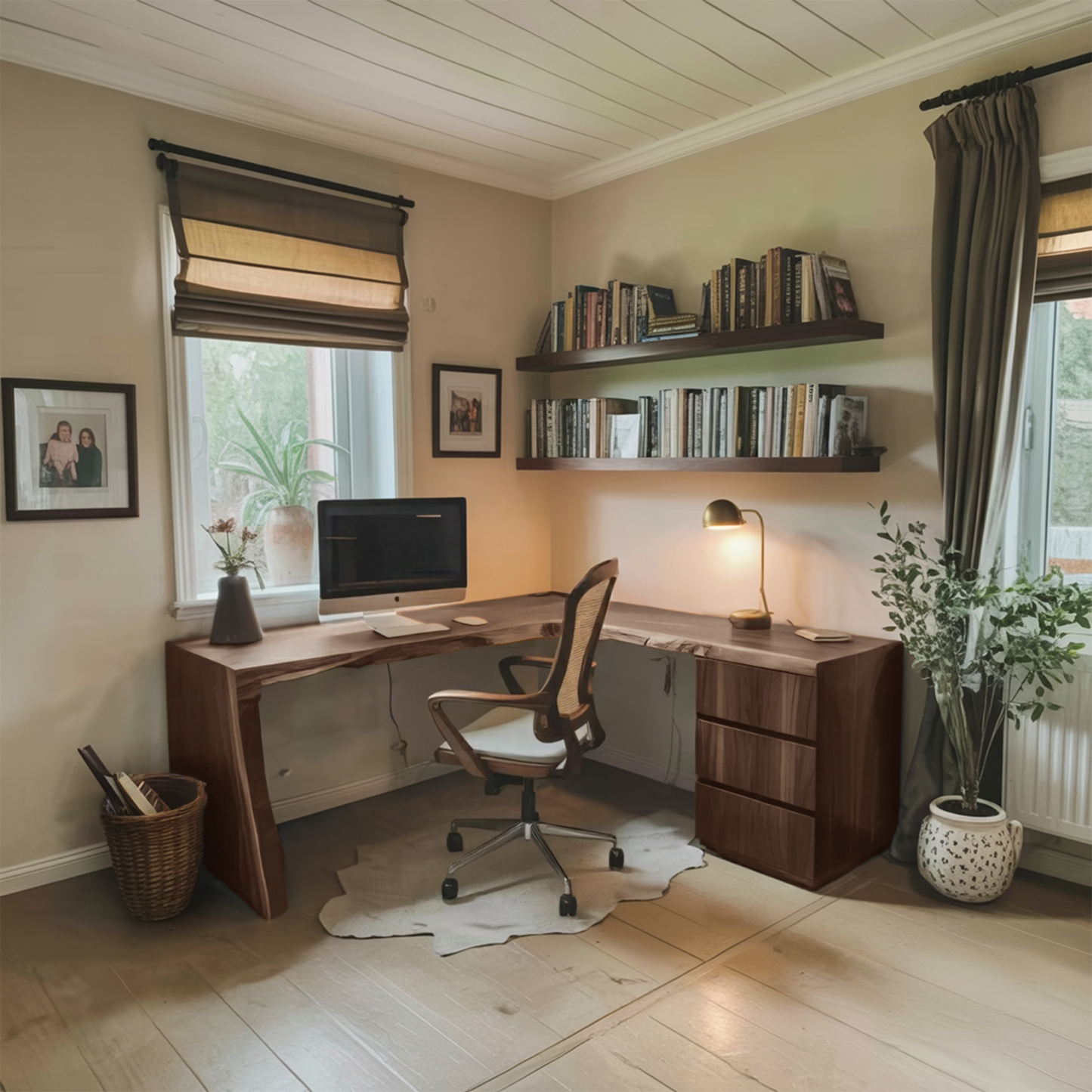 Modern Live Edge L Shaped Desk For Minimalist Home Office