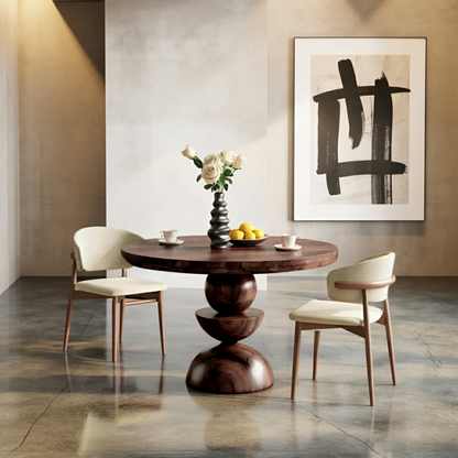 Modern Round Dining Table With Geometric Base For Kitchen And Dining Room