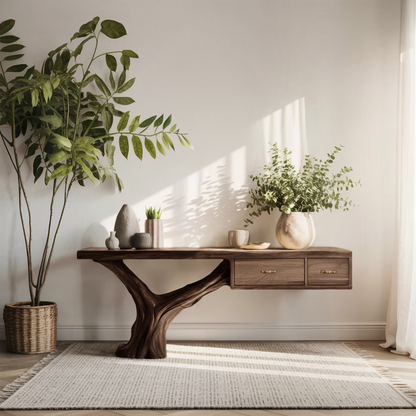 Farmhouse Wooden Console Table For Rustic Bedroom
