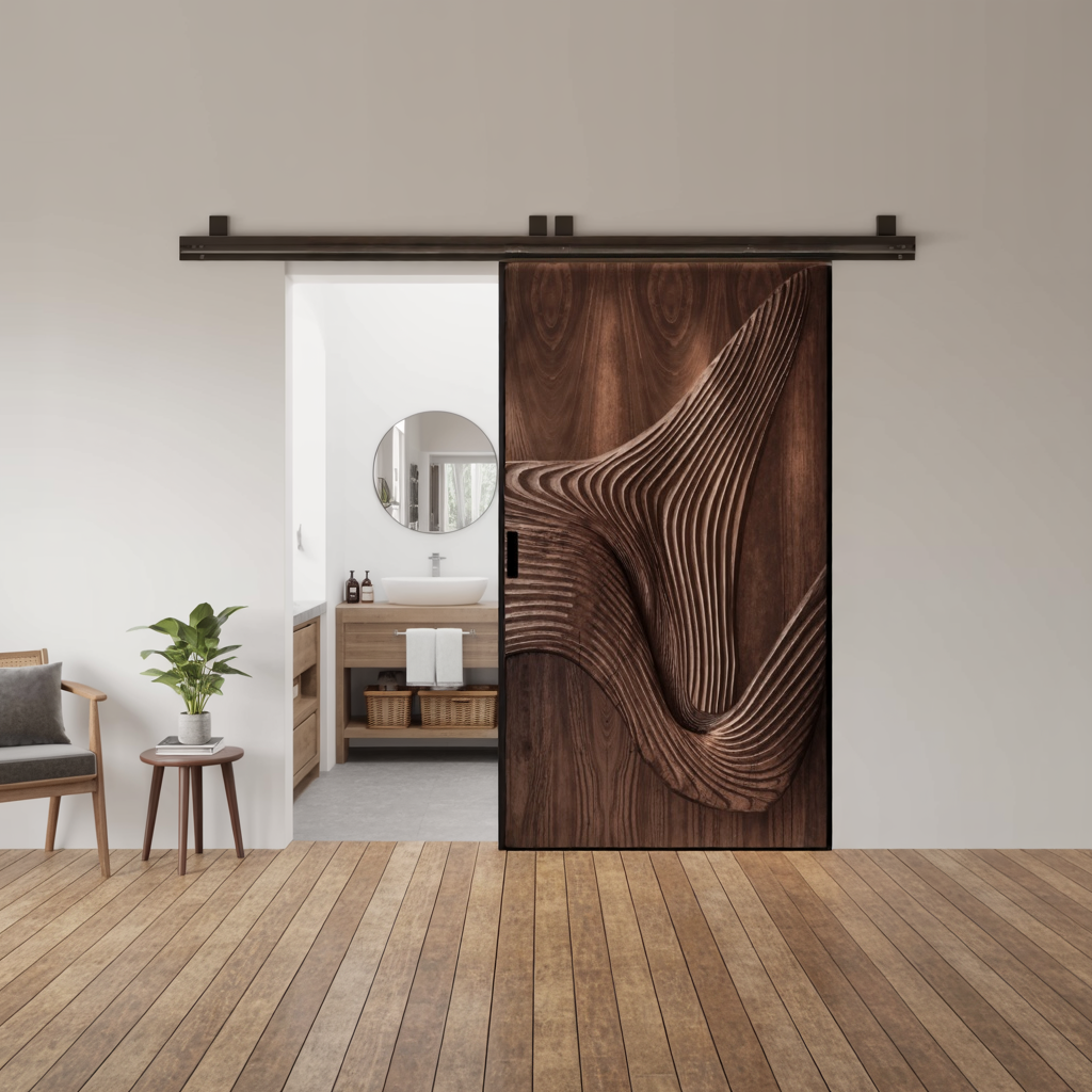 Modern Carved Sliding Door For Bathroom And Entrance