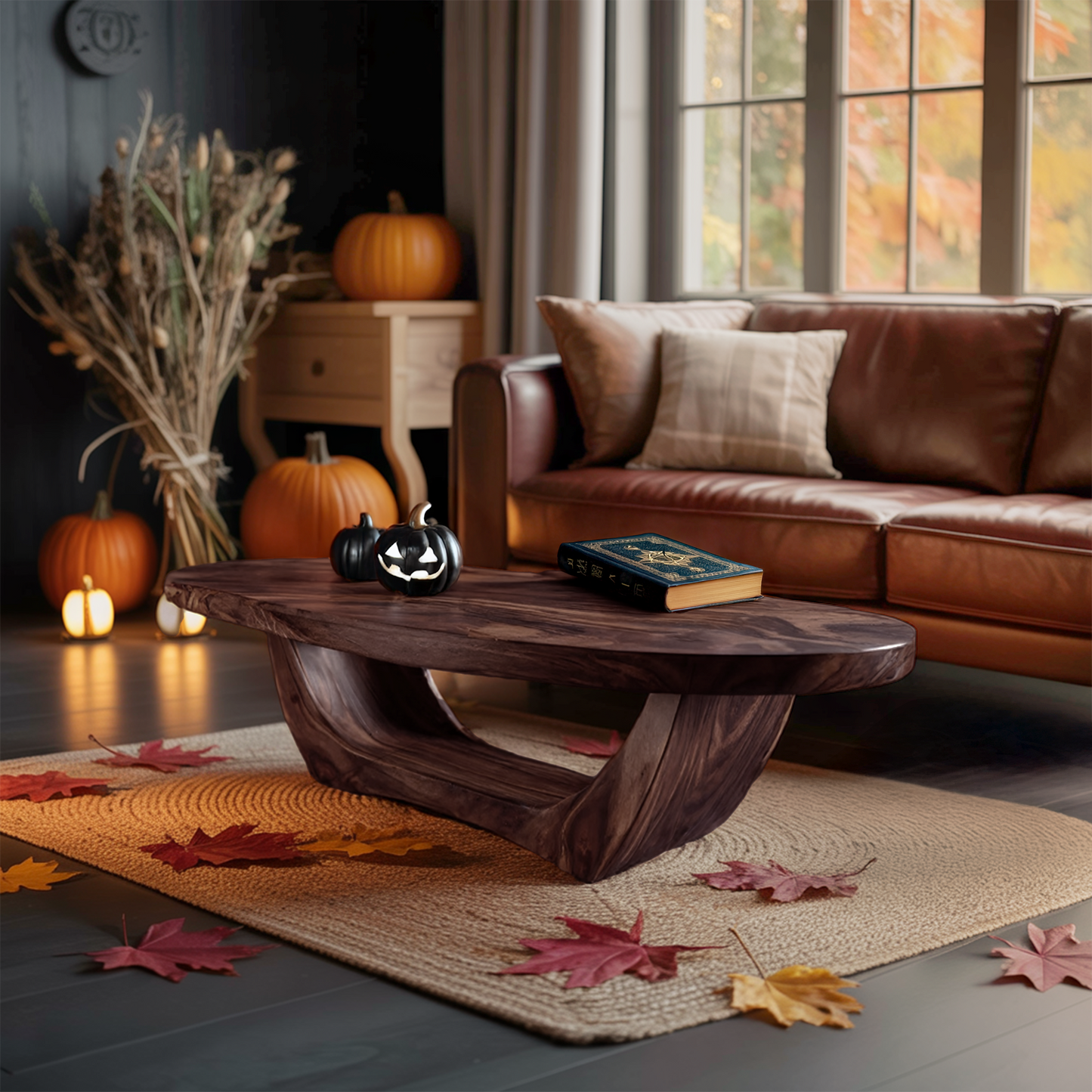 Handcrafted Wooden Live Edge Coffee Table For Living Room Halloween Style