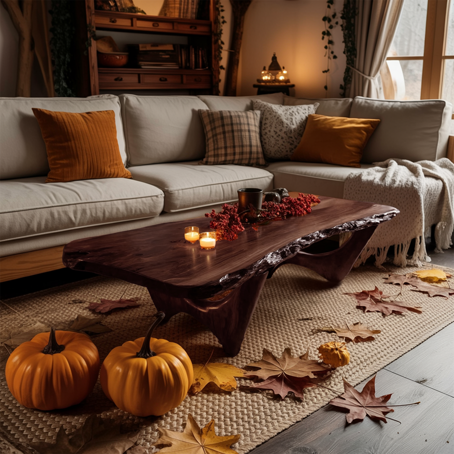 Mid Century Wooden Live Edge Coffee Table Furniture Decor Ghostly Charm