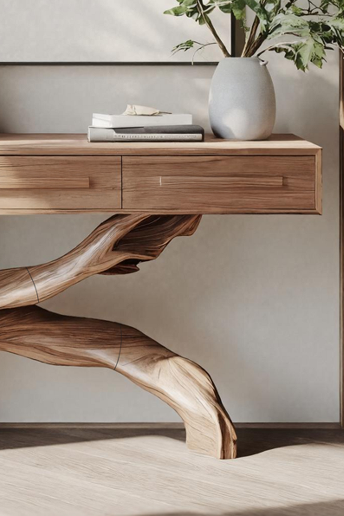 Mid Century Live Edge Entryway Table For Bedroom Rustic Accent