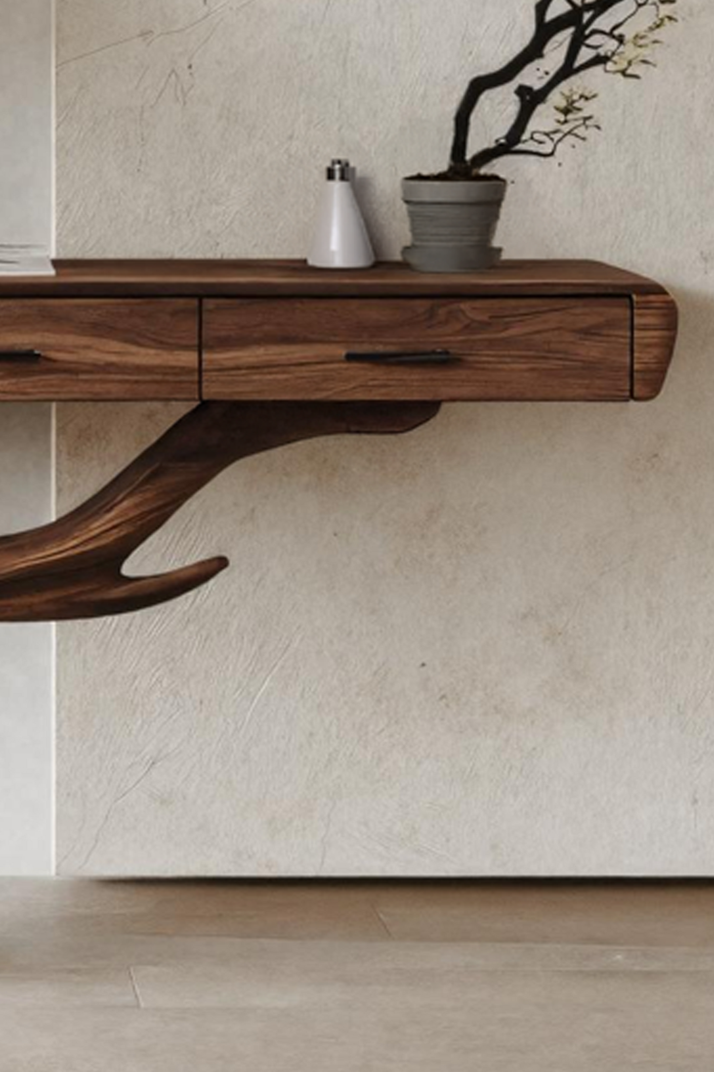 Mid Century Solid Wood Dressing Table For Living Room