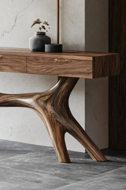 Farmhouse Wooden Console Table For Furniture Decor With Drawers