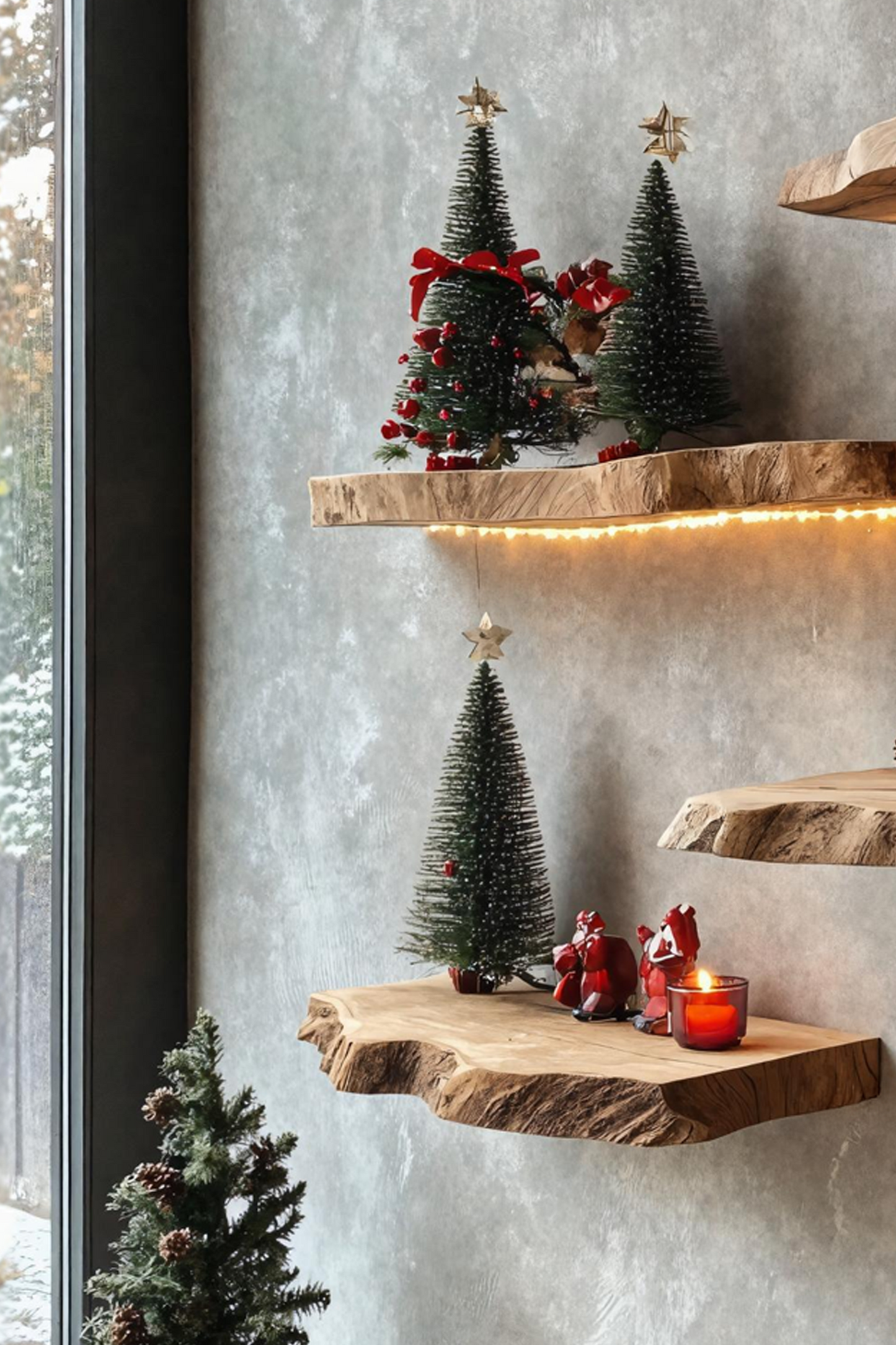 Handcrafted Wooden Floating Shelf For Holiday Entryway Wall Decor